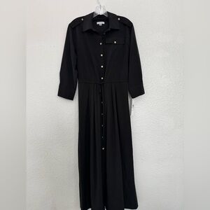 Calvin Klein Black Midi Shirt Dress